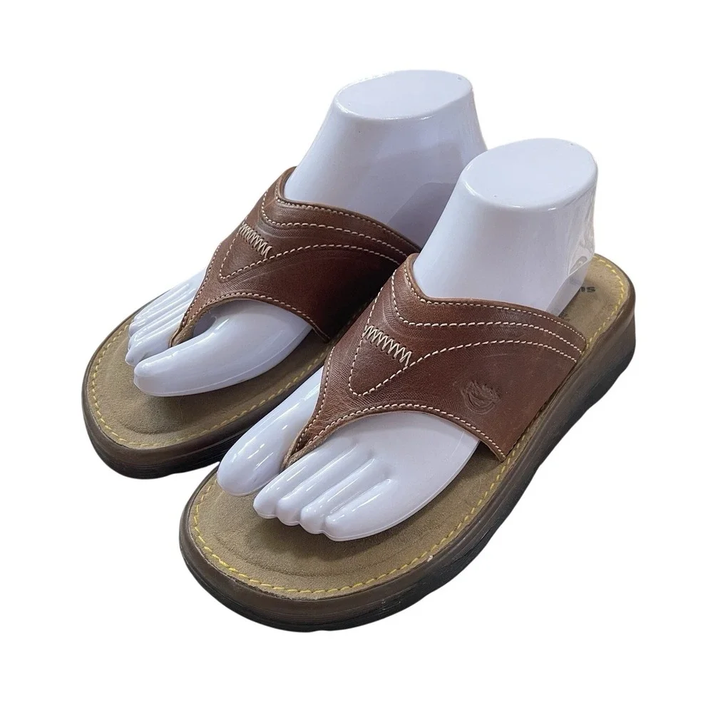 Dr. Martens Air Wair Brown Leather Flip Flop Sandals Mens 5 Womens 7 Gorp Grunge